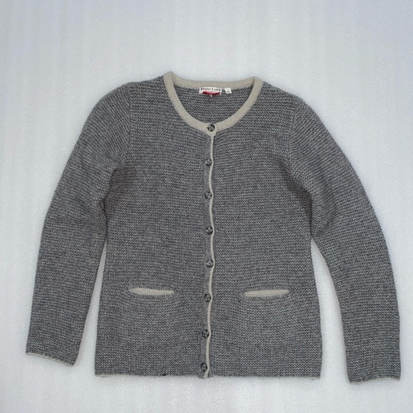 Marie Lund Lambswool Copenhagen Gray Cardigan Sweater Buttons Pockets Vintage M - Picture 5 of 12